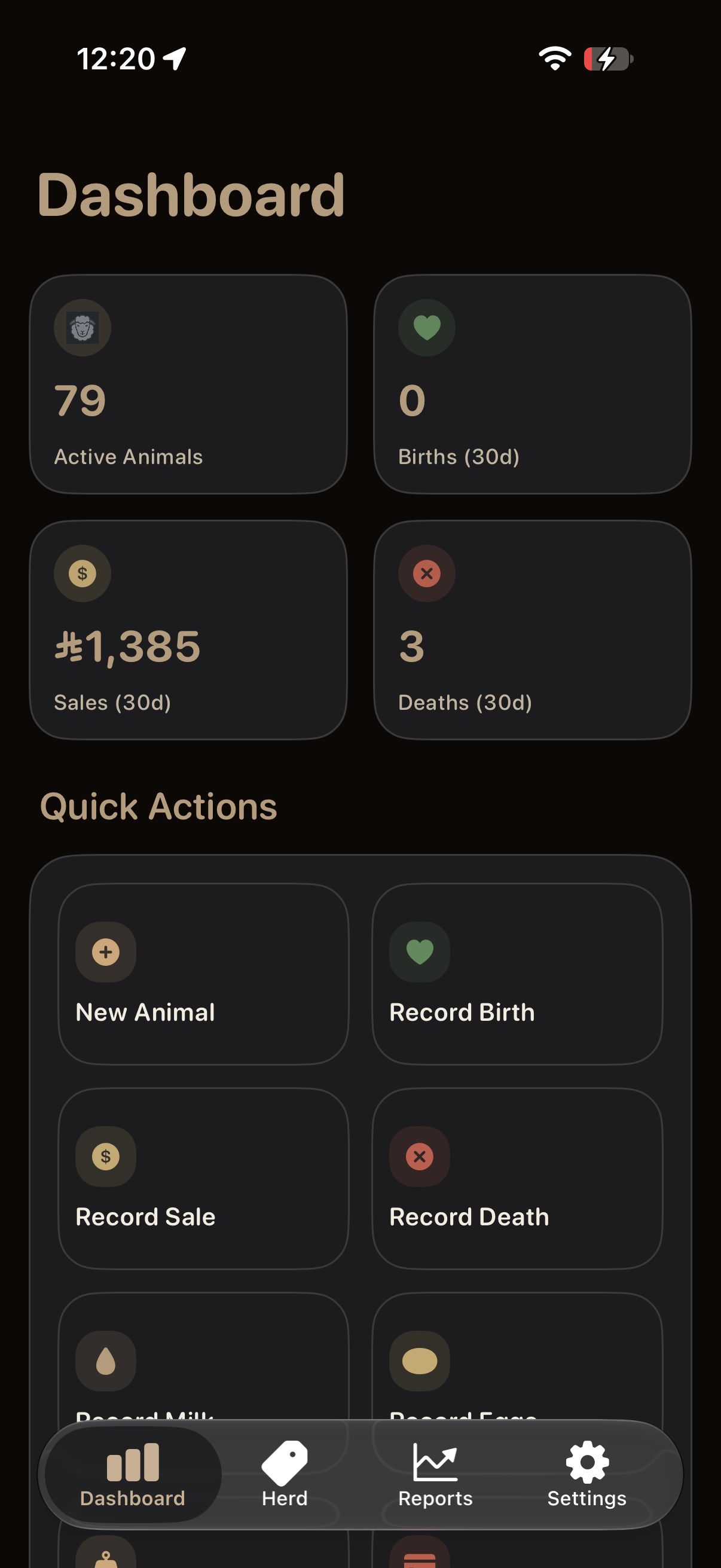 Halalak dashboard (dark)